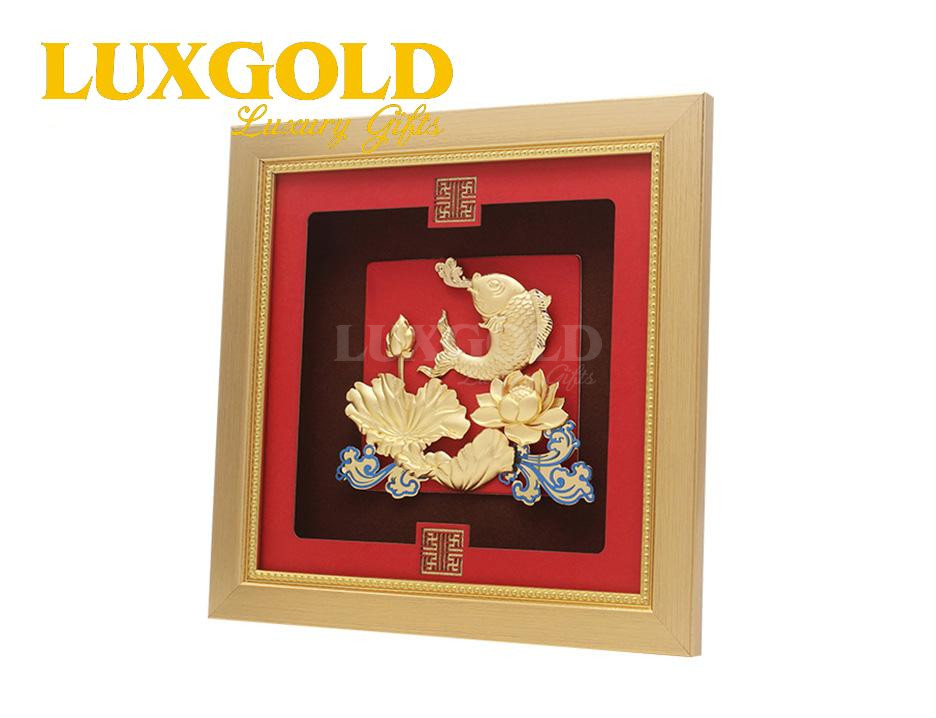 Tranh Cá Chép Hóa Rồng Mạ Vàng 24k 1