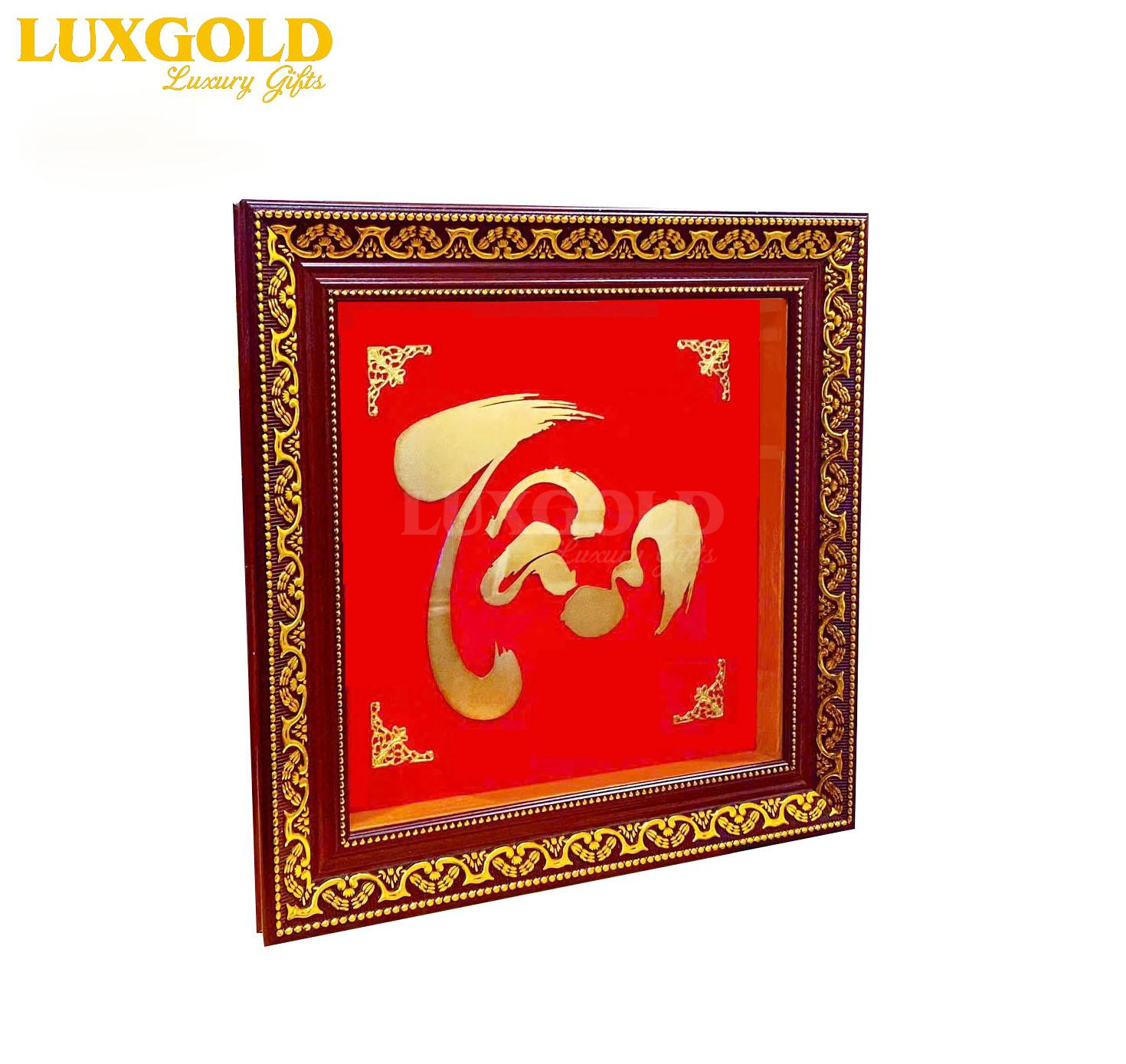 Tranh Chữ Tâm Mạ Vàng 24k kích thước 36x36 cm - Kiểu 2 1 (1)