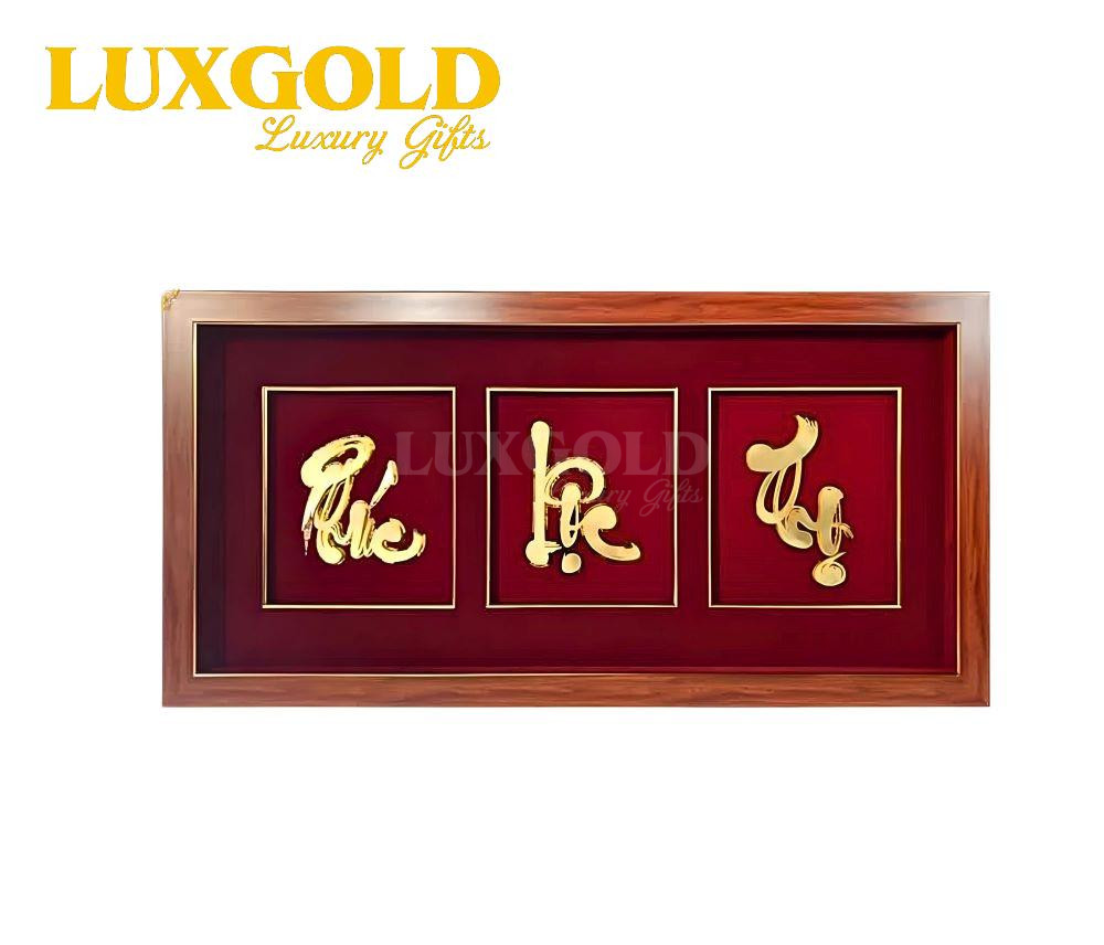 Tranh Phúc Lộc Thọ Mạ Vàng 24k - Kích thước 42x81 cm 1 Tranh Phúc Lộc Thọ Mạ Vàng 24k - Kích thước 42x81 cm 1