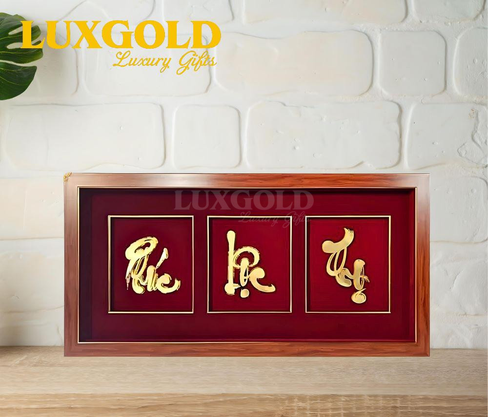 Tranh Phúc Lộc Thọ Mạ Vàng 24k - Kích thước 42x81 cm 2 Tranh Phúc Lộc Thọ Mạ Vàng 24k - Kích thước 42x81 cm 2