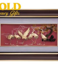 Tranh Tùng Hạc Diên Niên Mạ Vàng - Kích Thước 42x81 cm 2