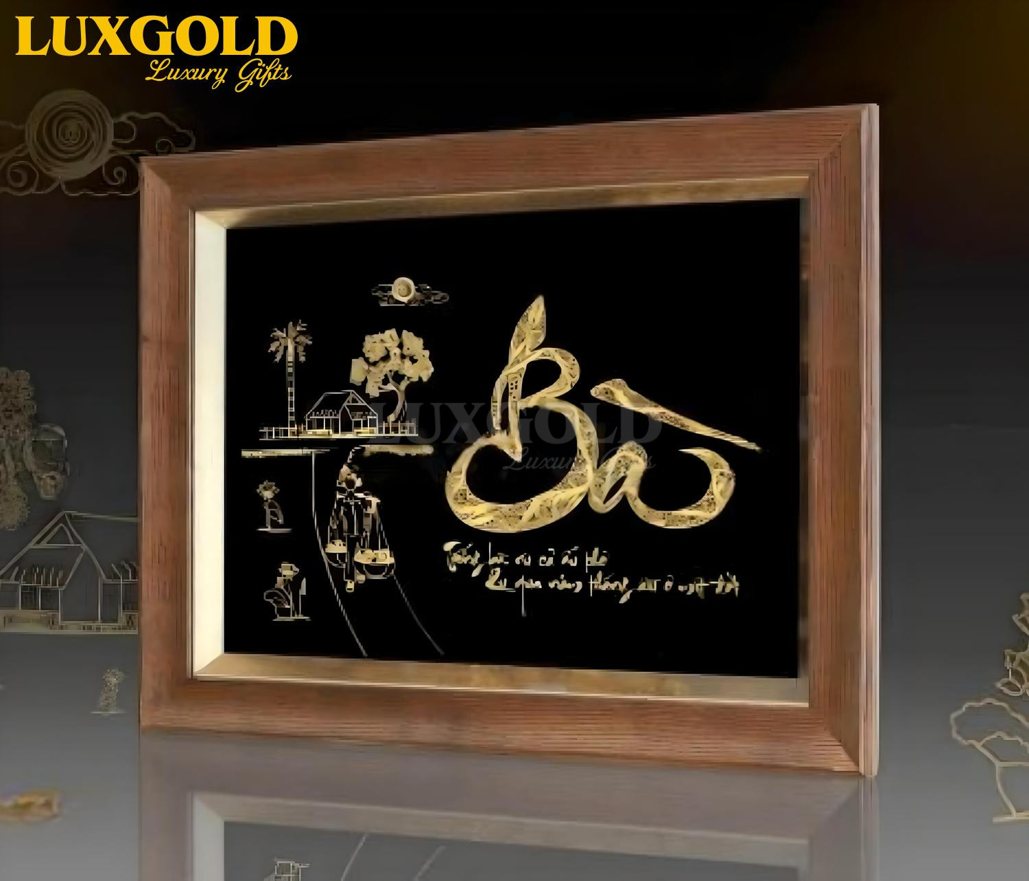 Tranh chữ Bà mạ vàng 24K - Quà tặng mừng thọ 1