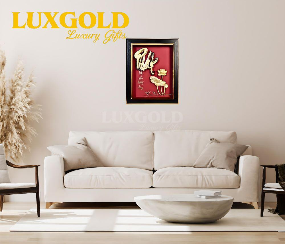 Tranh chữ Phát mạ vàng 24k - Kích thước 36x58cm 1 Tranh chữ Phát mạ vàng 24k - Kích thước 36x58cm 1