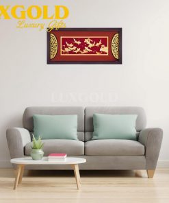 Tranh cửu ngư quần hội mạ vàng 24k - Kích thước 42x81 cm 2