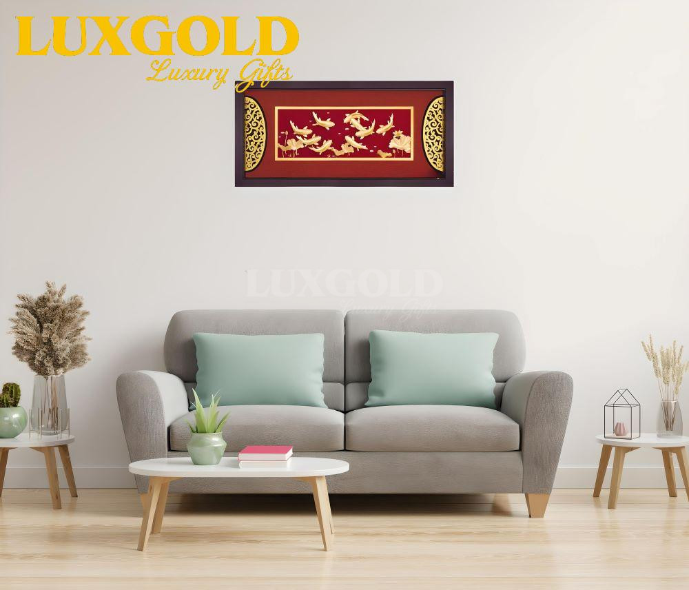 Tranh cửu ngư quần hội mạ vàng 24k - Kích thước 42x81 cm 2 Tranh cửu ngư quần hội mạ vàng 24k - Kích thước 42x81 cm 2
