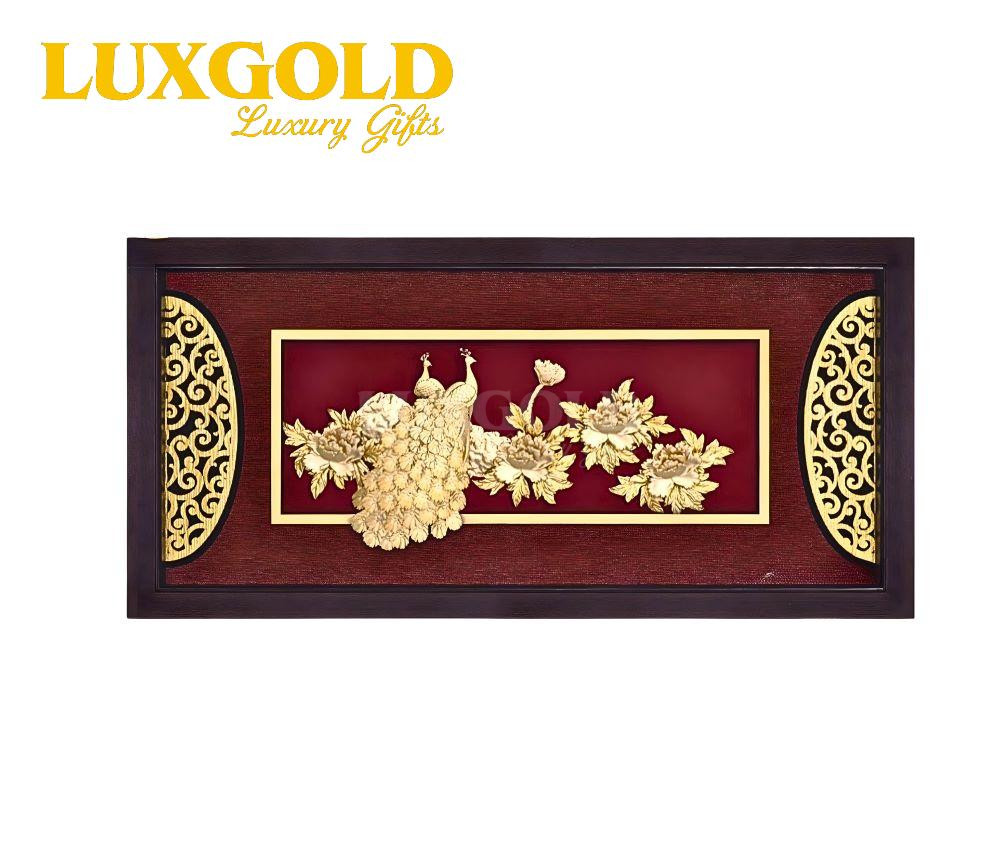 Tranh đôi chim công hoa mẫu đơn mạ vàng - Kích thước 42x81 cm 2 Tranh đôi chim công hoa mẫu đơn mạ vàng - Kích thước 42x81 cm 2