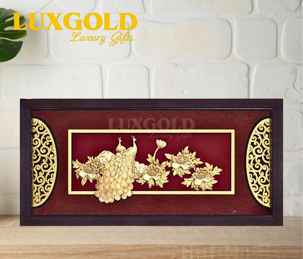 Tranh đôi chim công hoa mẫu đơn mạ vàng - Kích thước 42x81 cm 3 Tranh đôi chim công hoa mẫu đơn mạ vàng - Kích thước 42x81 cm 3